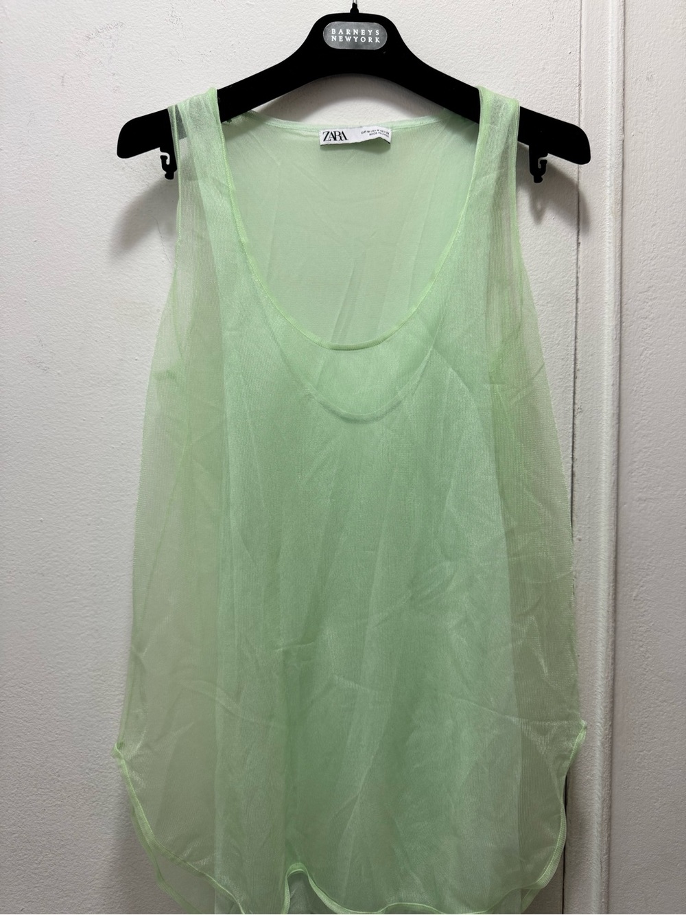 ZARA Light Mint Sheer Layered Tank Top